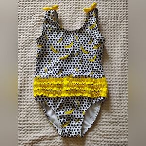 Kids Banana Print Swimsuit - Yellow and Black